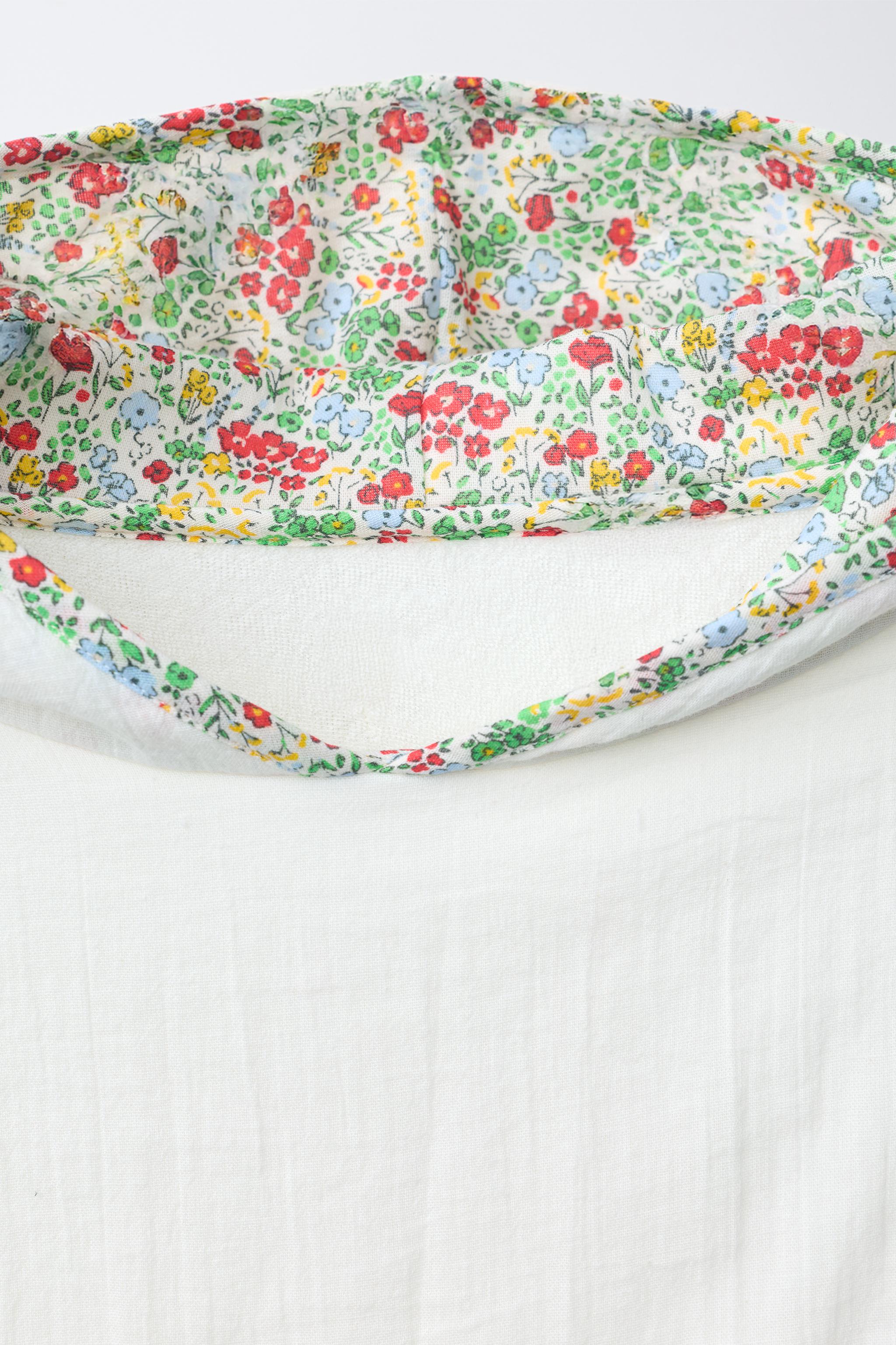 PONCHO SERVIETTE TEXTURE INITIALE LISERÉS FLEURS